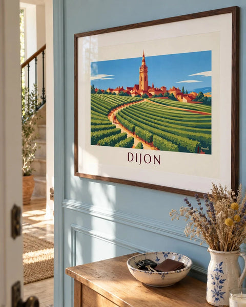 Affiches Bourgogne : affiche de la collection encadrée dans un intérieur