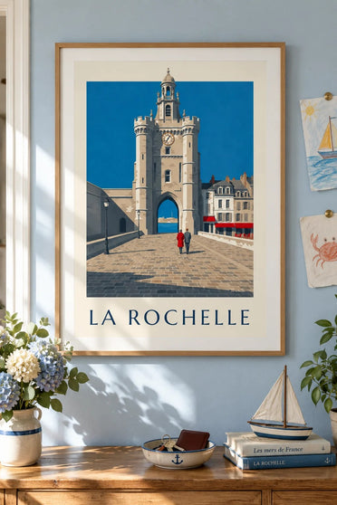 Grosse Horloge gate in La Rochelle poster : framed on the wall