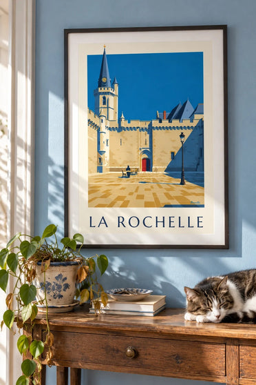 Gothic city hall of La Rochelle poster : framed on the wall