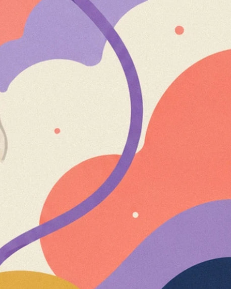 The curved purple hose among cream, coral and mauve nebulae