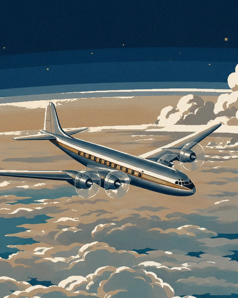 Airliner above a sea of clouds poster: close-up detail