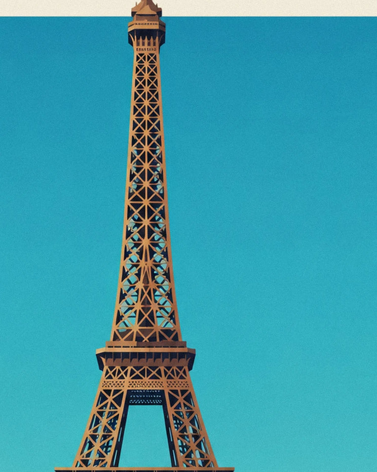 Paris Chaillot Palace and Trocadéro fountains poster: close-up detail