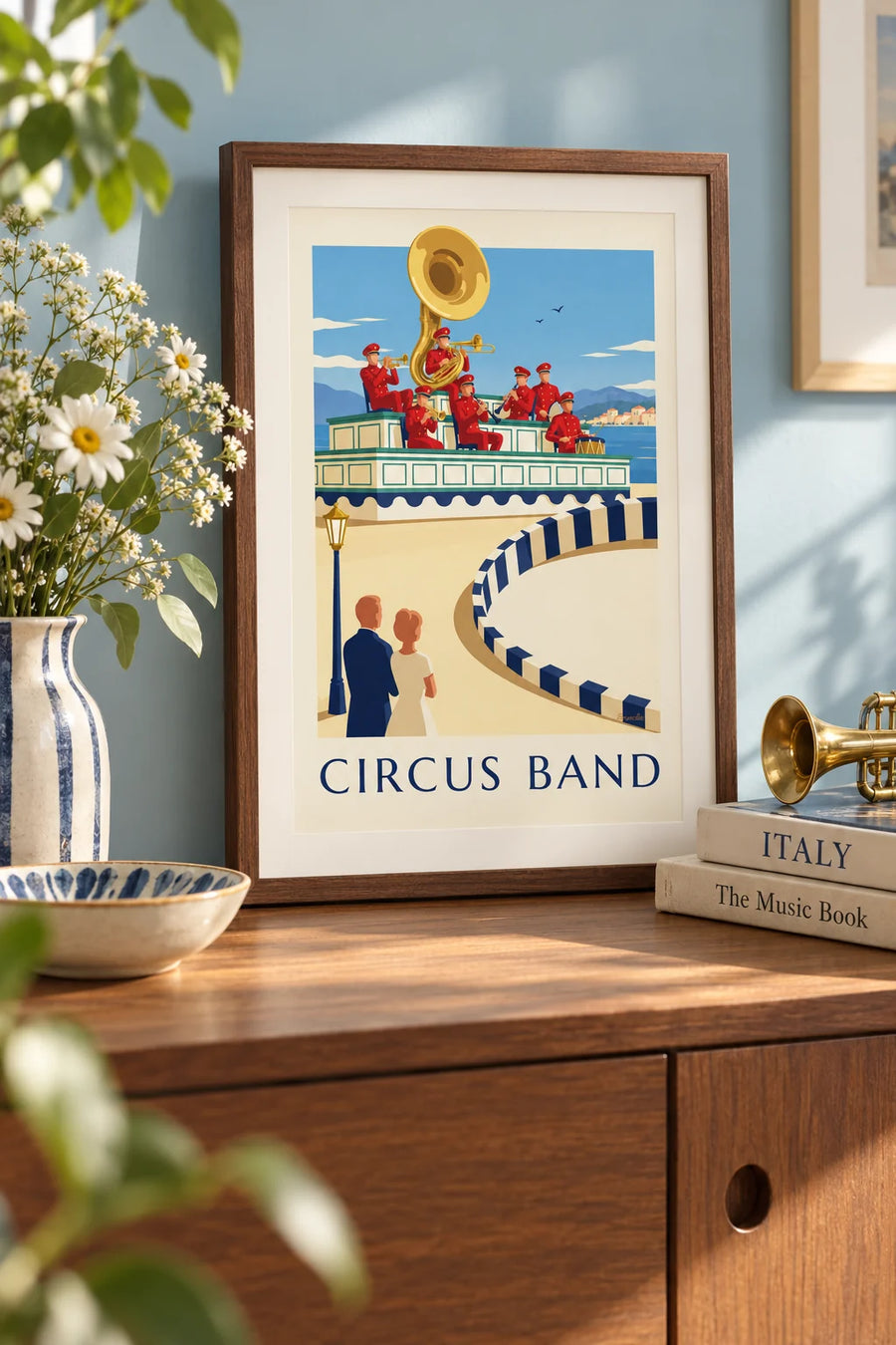 Poster of a circus orchestra playing on its decorated bandstand: small A4 framed size