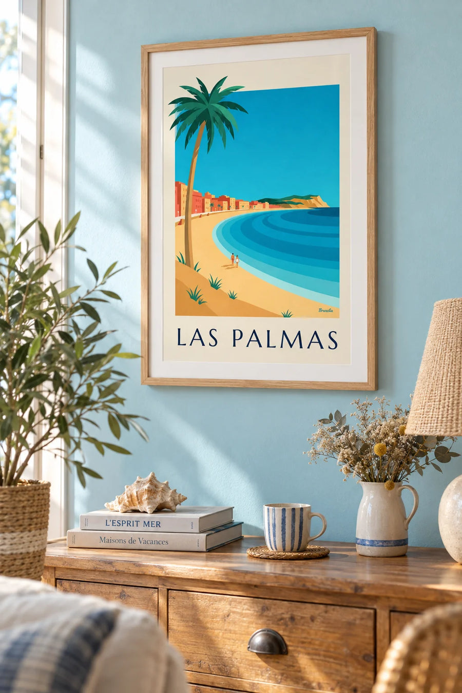 Poster of Las Canteras beach in Las Palmas: framed on the wall