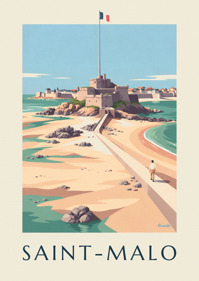 Poster of Fort National at low tide in Saint-Malo: the full poster