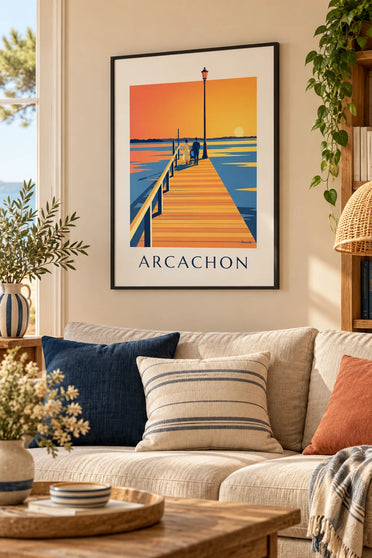 Thiers Pier in Arcachon at sunset poster : framed on the wall