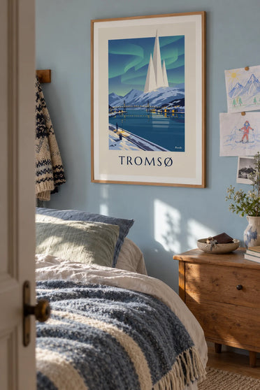 Affiche Tromsø porte de l'Arctique et aurores boréales : encadrée au mur