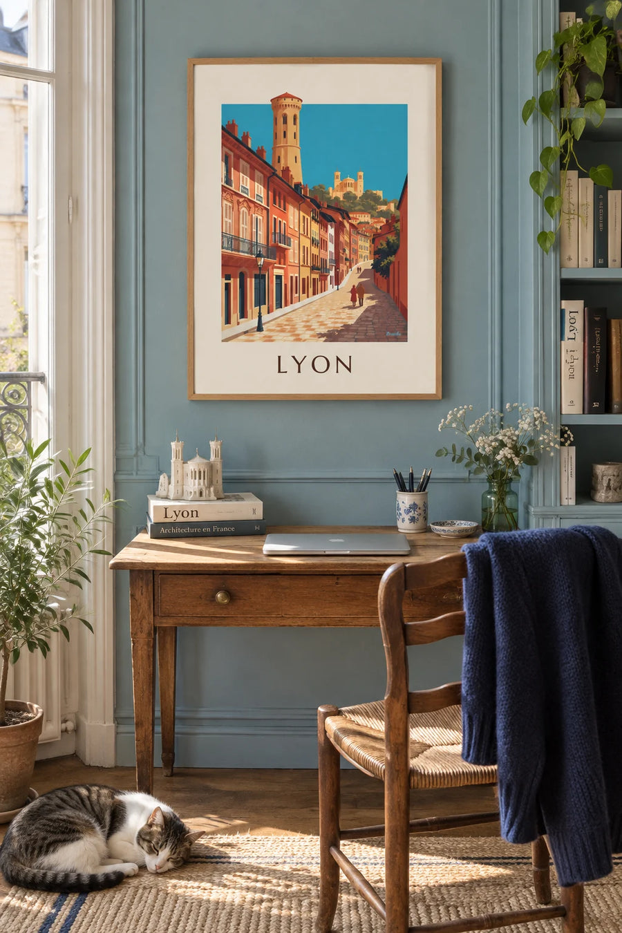 Affiche façades Renaissance du Vieux Lyon et Fourvière : encadrée au mur