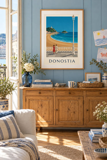 La Concha beach in San Sebastián poster : framed on the wall