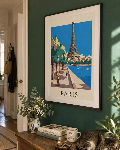 Paris posters: collection poster framed in an interior
