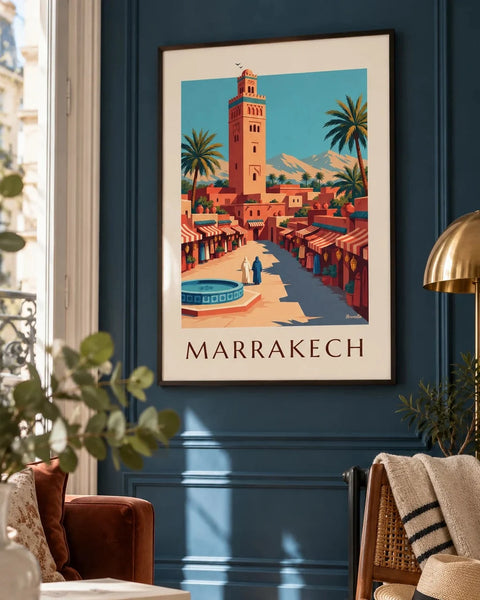 Morocco posters: collection poster framed in an interior