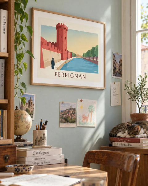 Perpignan posters: collection poster framed in an interior