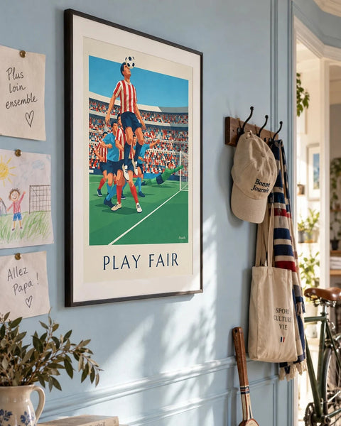 Affiches sport : affiche de la collection encadrée dans un intérieur