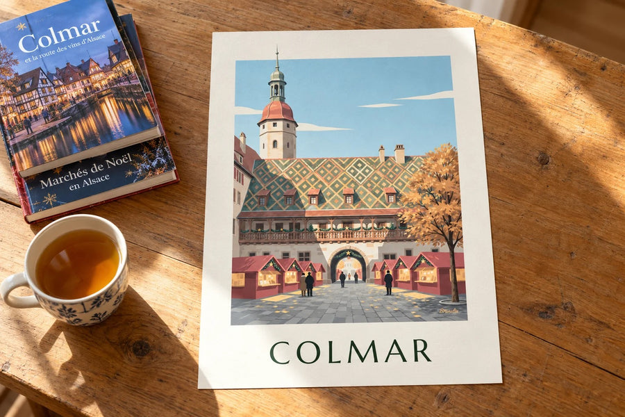 Colmar Christmas market at the Koïfhus print : standing on a table