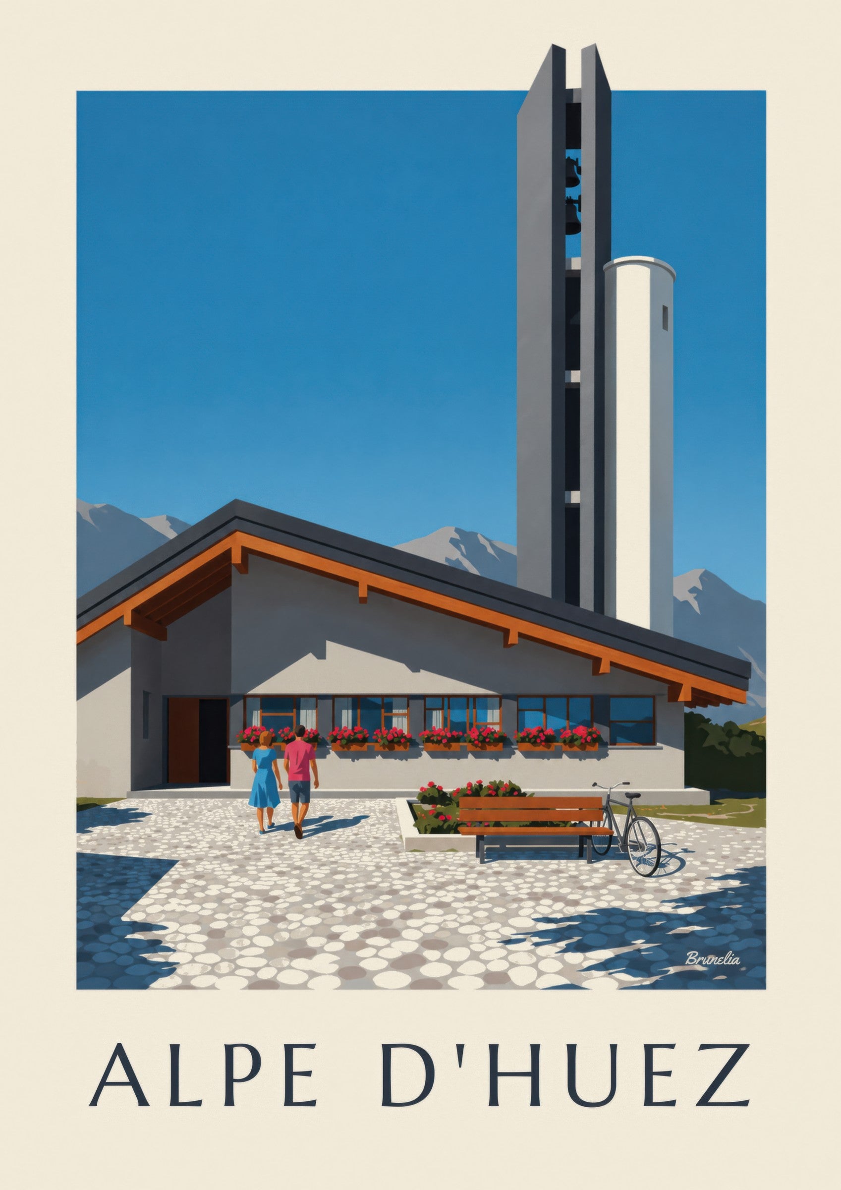 Notre-Dame-des-Neiges church in Alpe d'Huez print: close-up detail