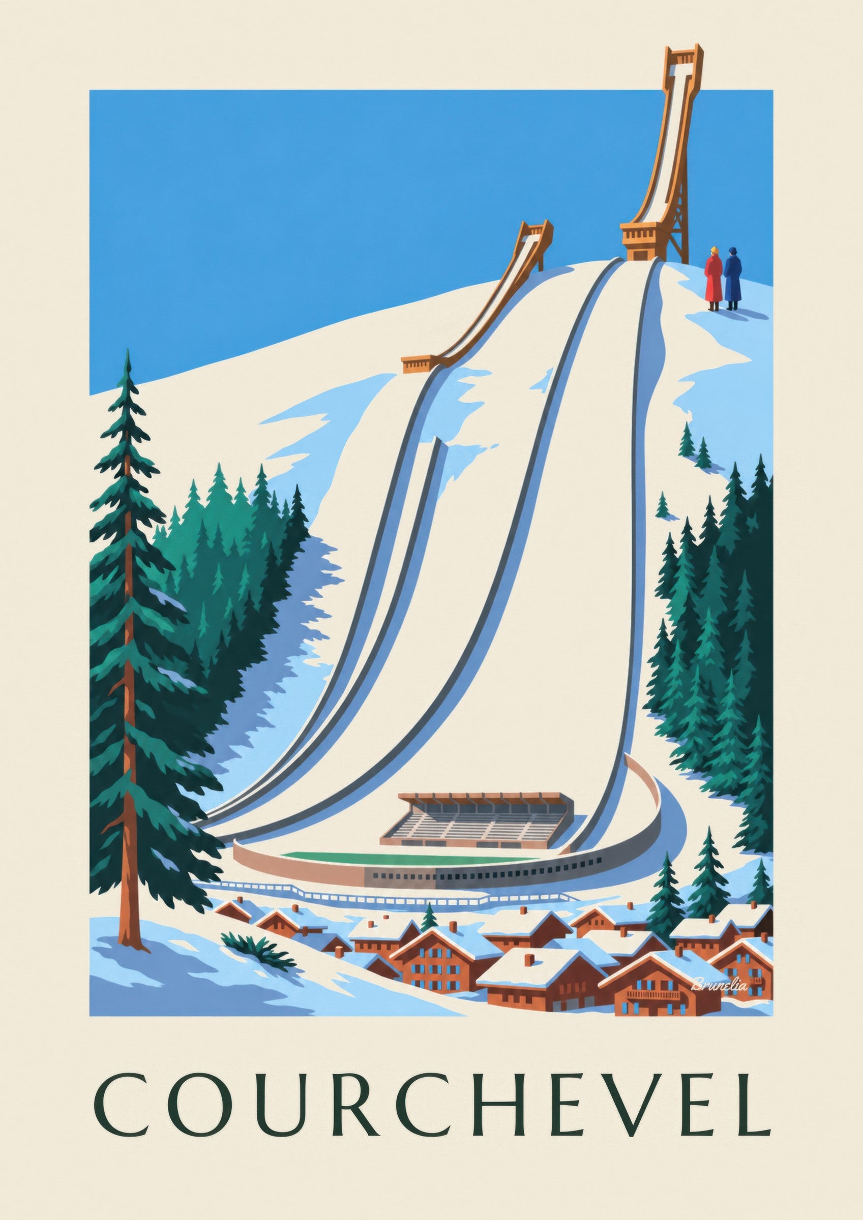 Affiche Courchevel, les tremplins du Praz sous la neige: close-up detail