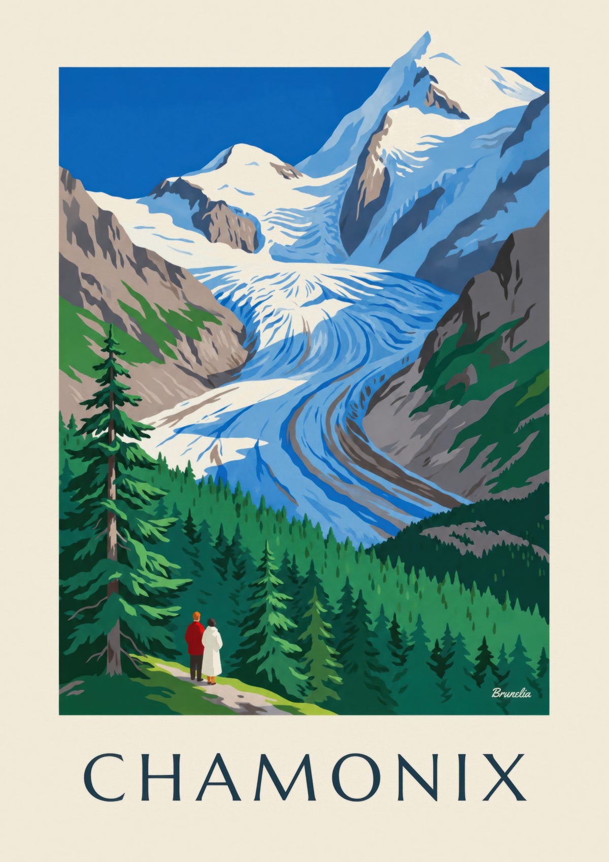 Chamonix, Bossons Glacier and Mont Blanc Poster