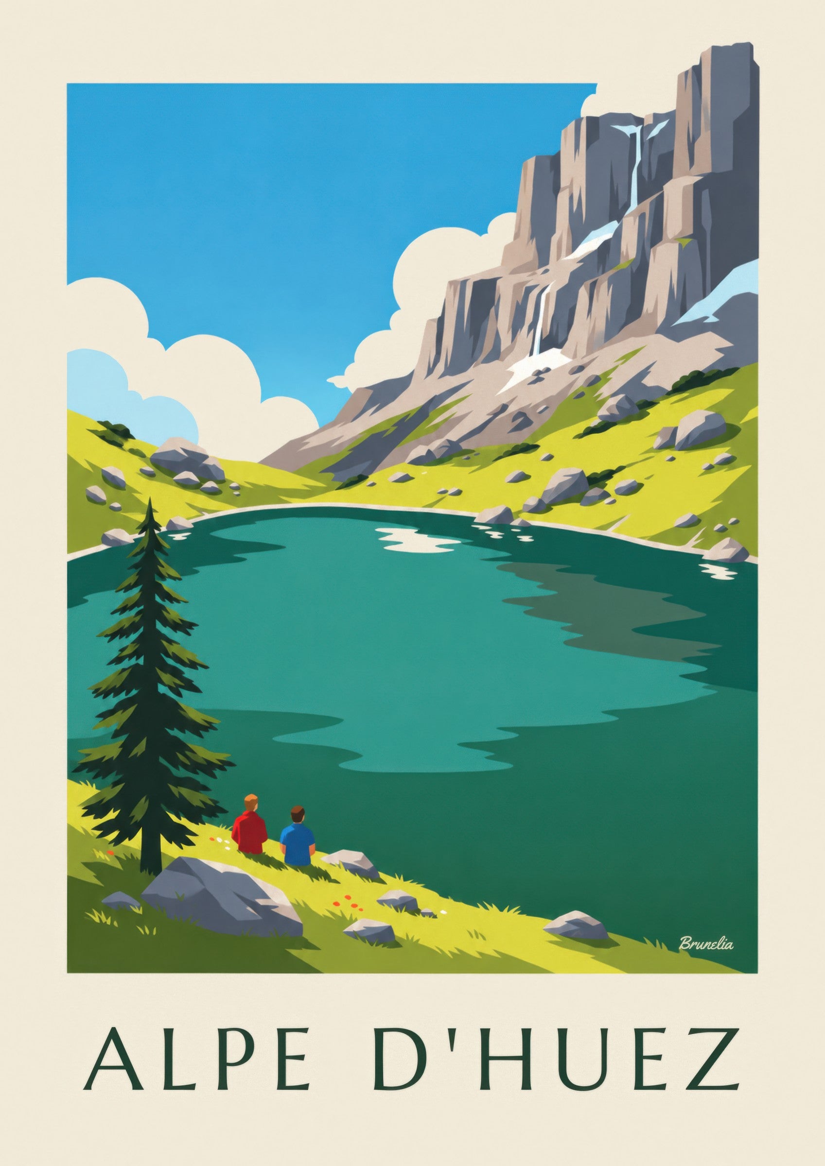 Lake Besson at Alpe d'Huez summer poster: close-up detail
