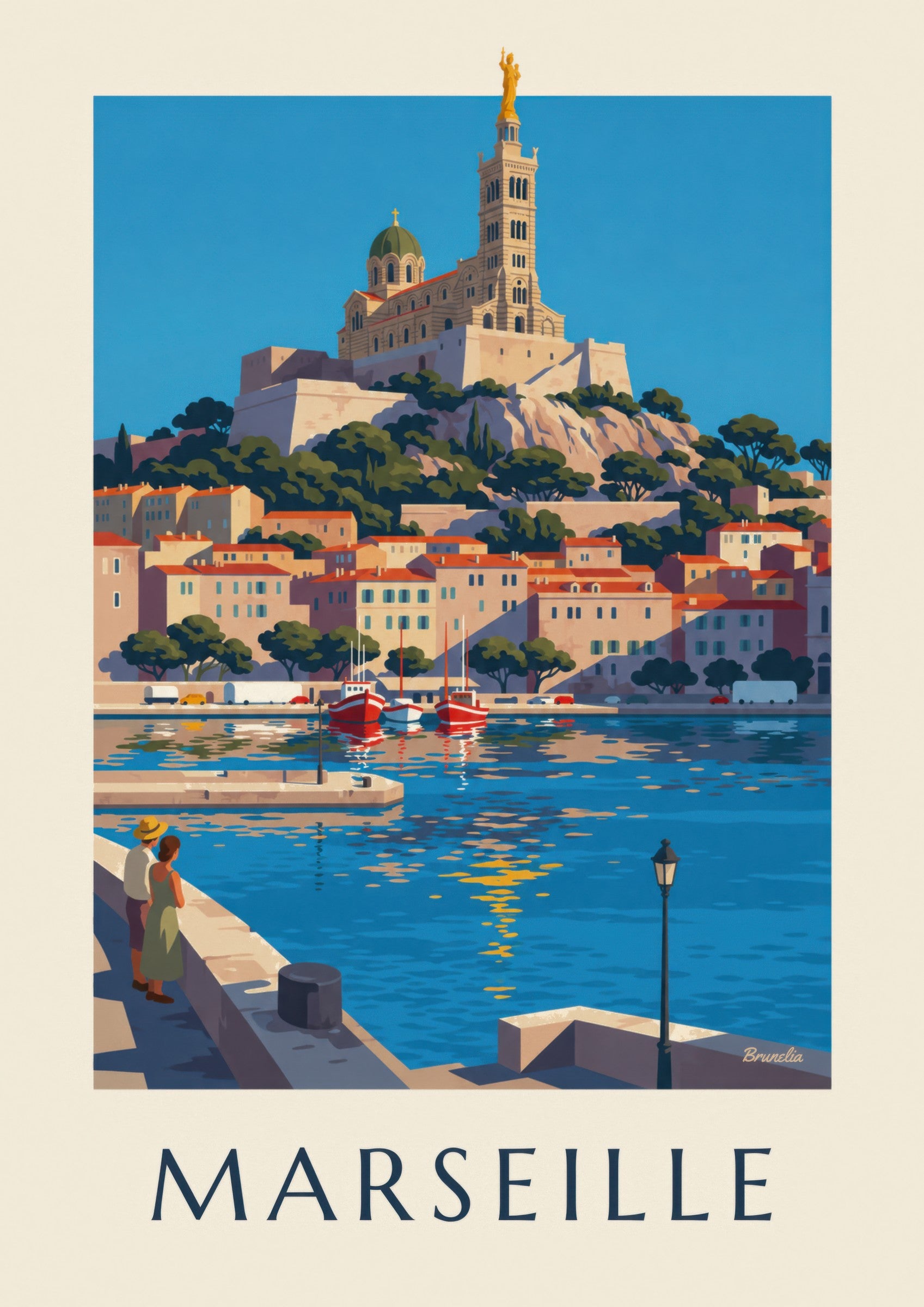 Affiche Notre-Dame-de-la-Garde à Marseille: close-up detail