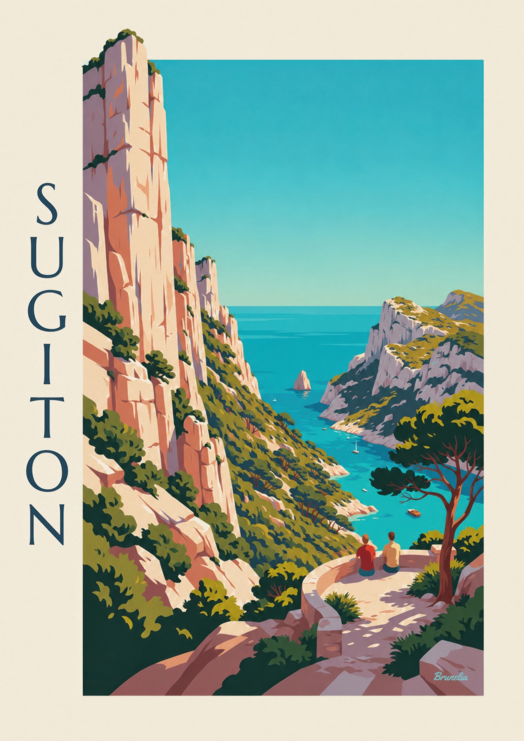 Sugiton Cove from the lookout poster: close-up detail