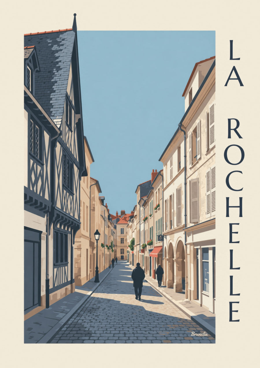 La Rochelle half-timbered house poster