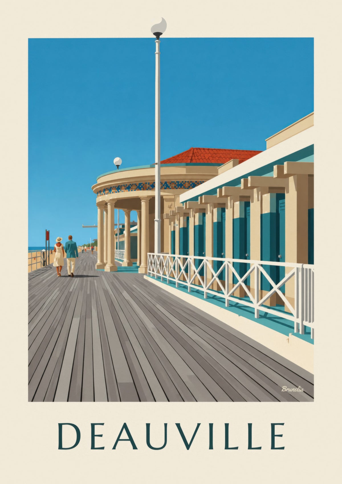 Deauville boardwalk and Pompeian Baths poster