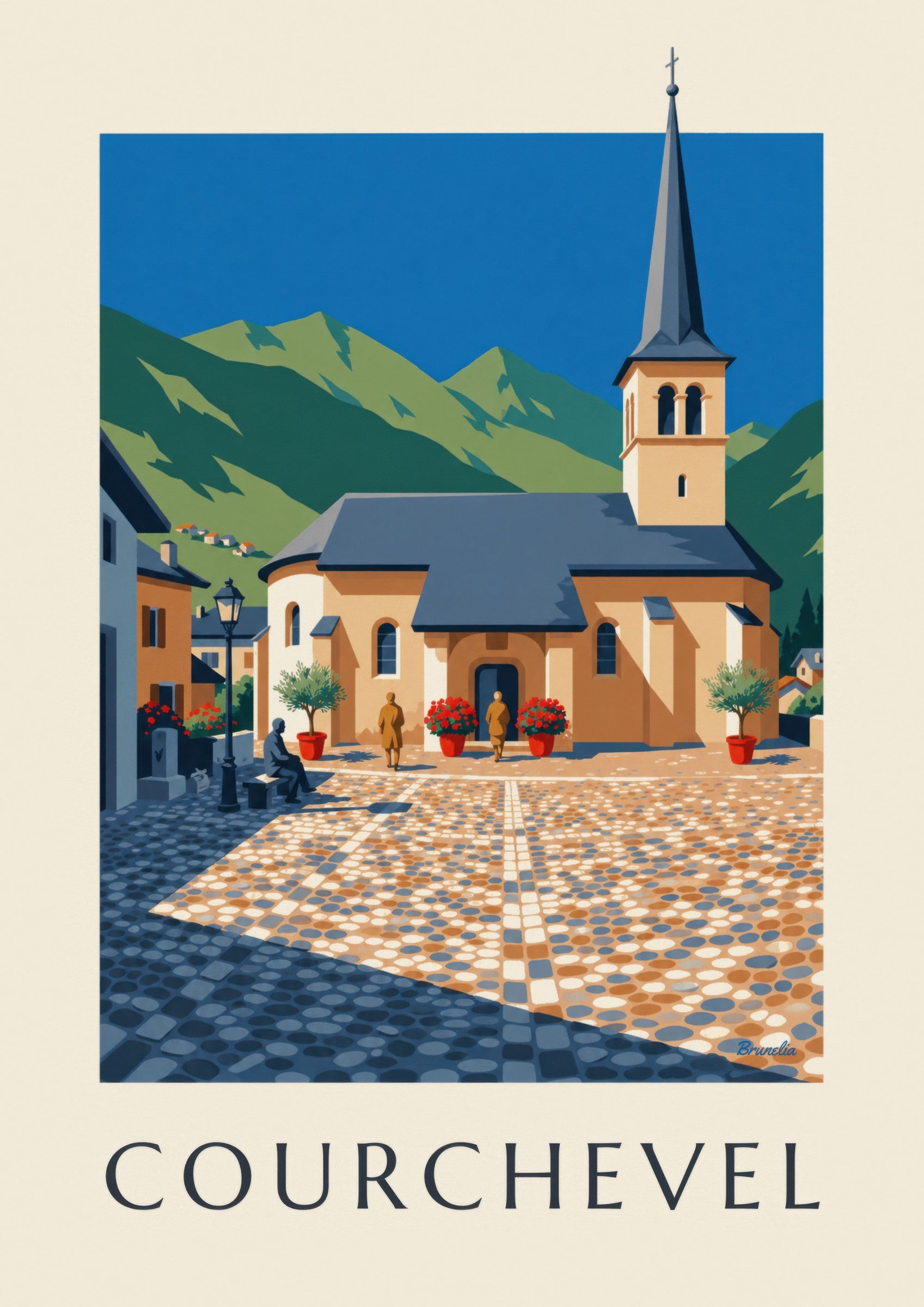 Affiche Courchevel, église de Saint-Bon: close-up detail