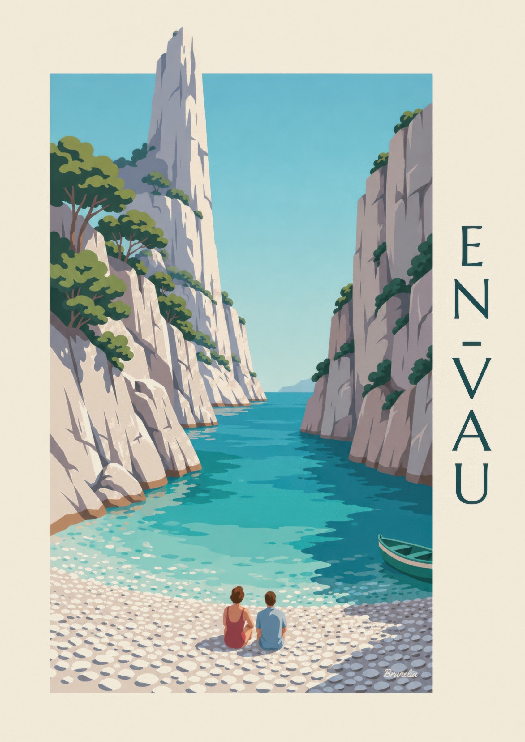 Affiche calanque d’En-Vau et aiguille de roche: close-up detail