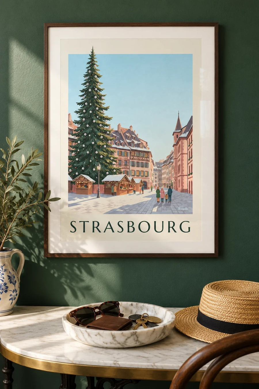 Strasbourg Christmas Market Poster : framed on the wall