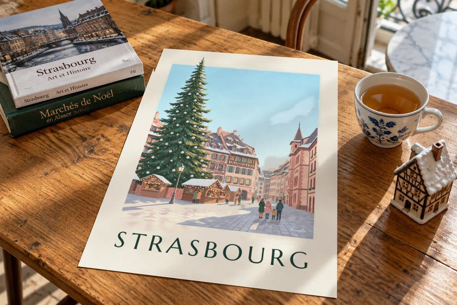 Strasbourg Christmas Market Poster : standing on a table