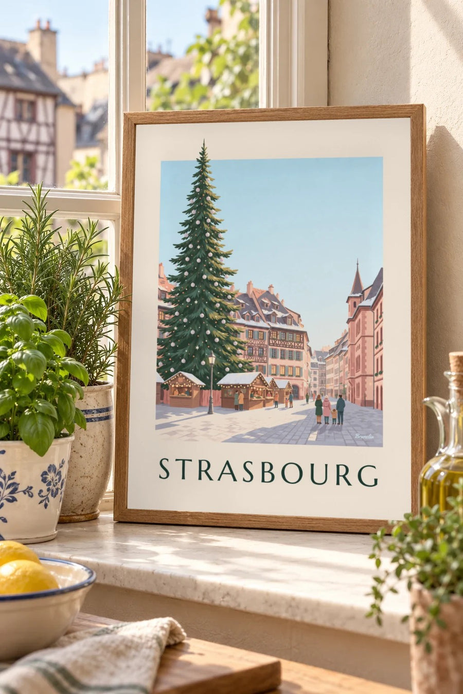 Strasbourg Christmas Market Poster : small A4 size, framed