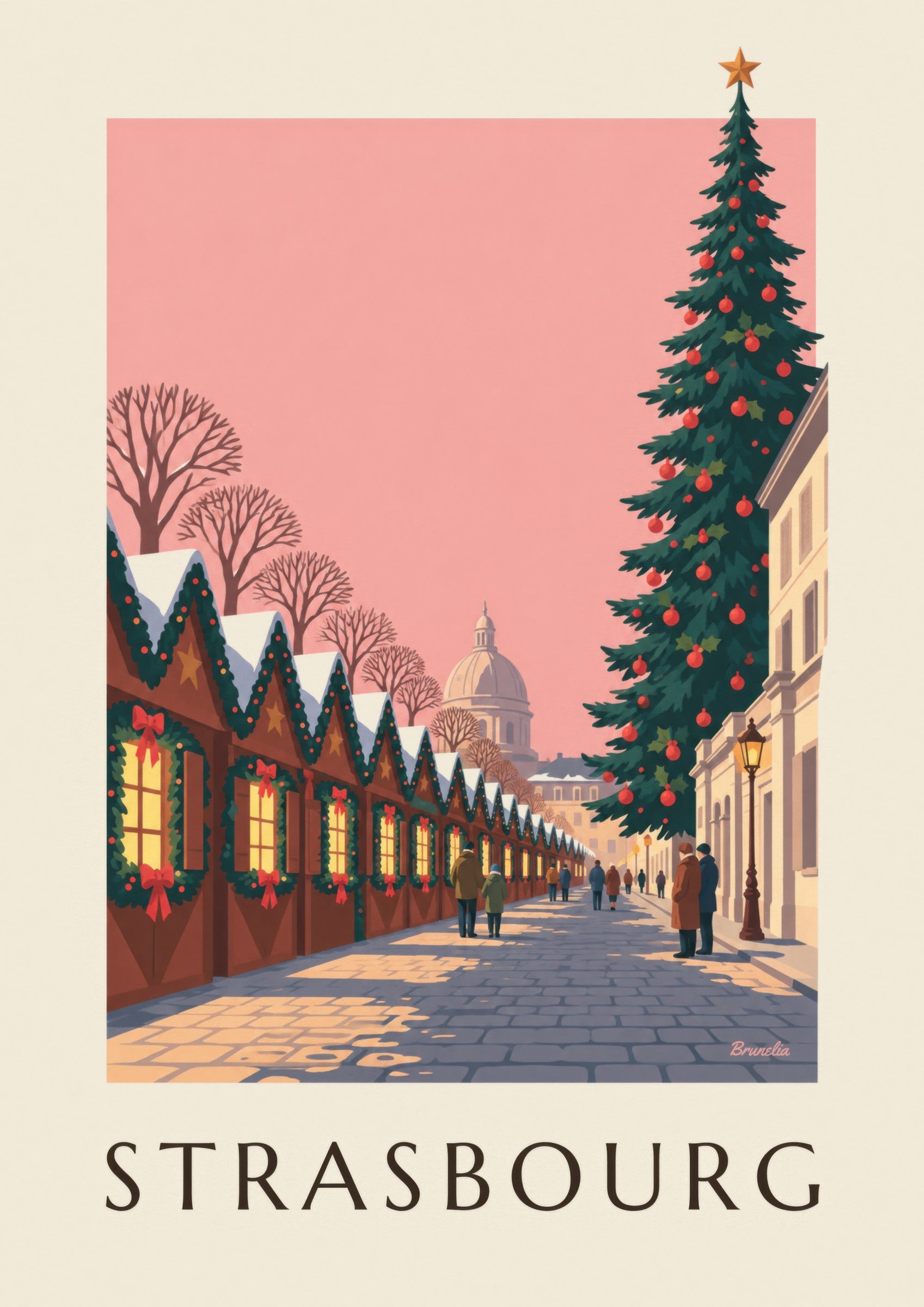 Strasbourg Christmas Market Poster, Place Broglie: close-up detail