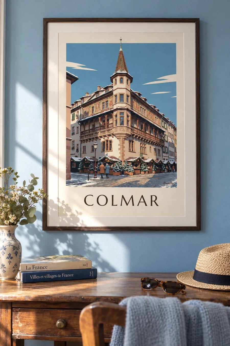 Affiche Maison Pfister à Colmar à Noël : encadrée au mur