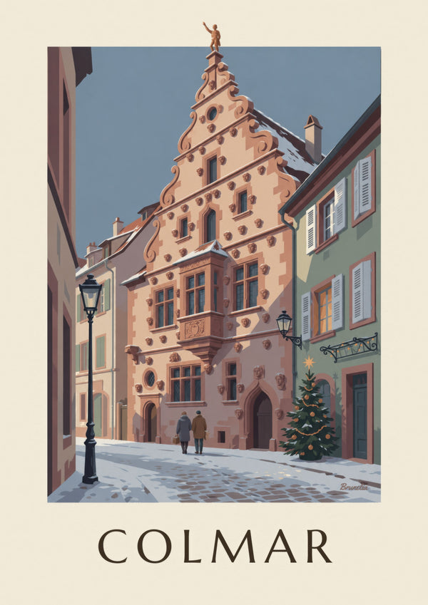 Maison des Têtes in Colmar in Winter Poster