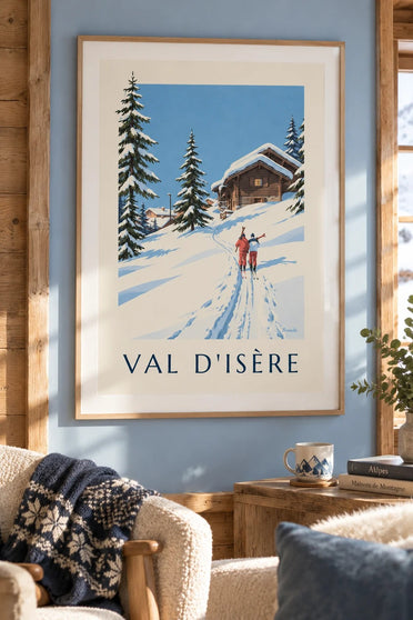 Val d'Isère Skiers in the Snow Poster : framed on the wall