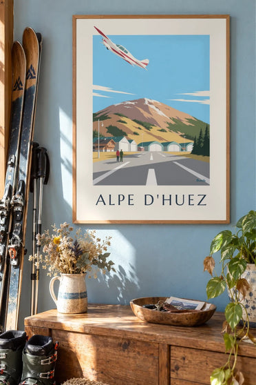 Alpe d'Huez Altiport Poster : framed on the wall