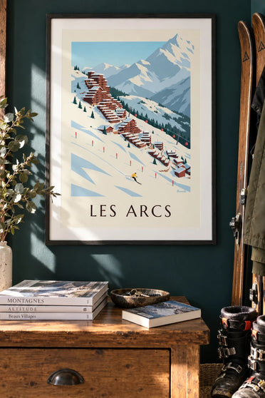 Les Arcs, tiered Arc 2000 poster : framed on the wall