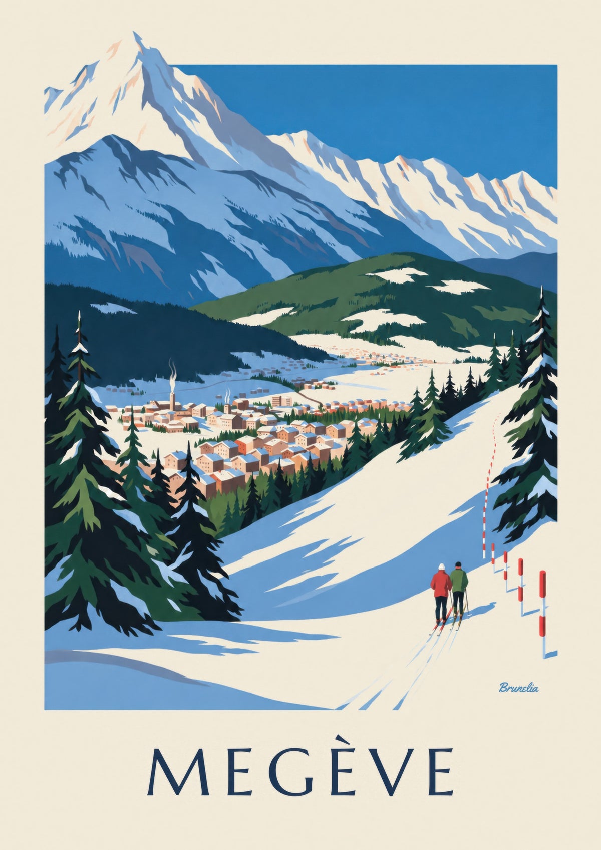Megève, slopes facing Mont Blanc poster