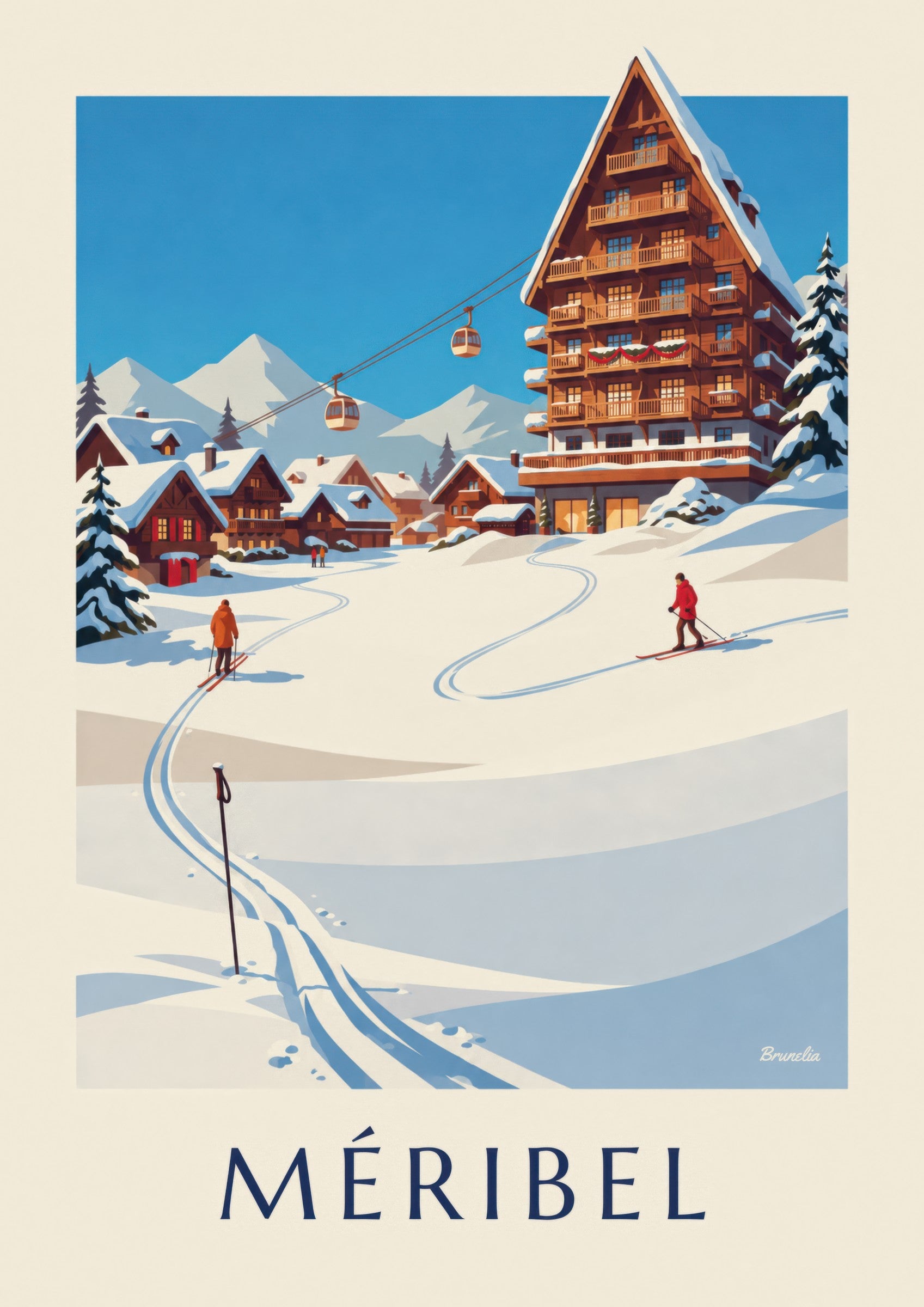 Méribel Mottaret in the sunshine poster: close-up detail