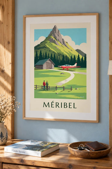 Méribel, small plane at the airfield poster : framed on the wall