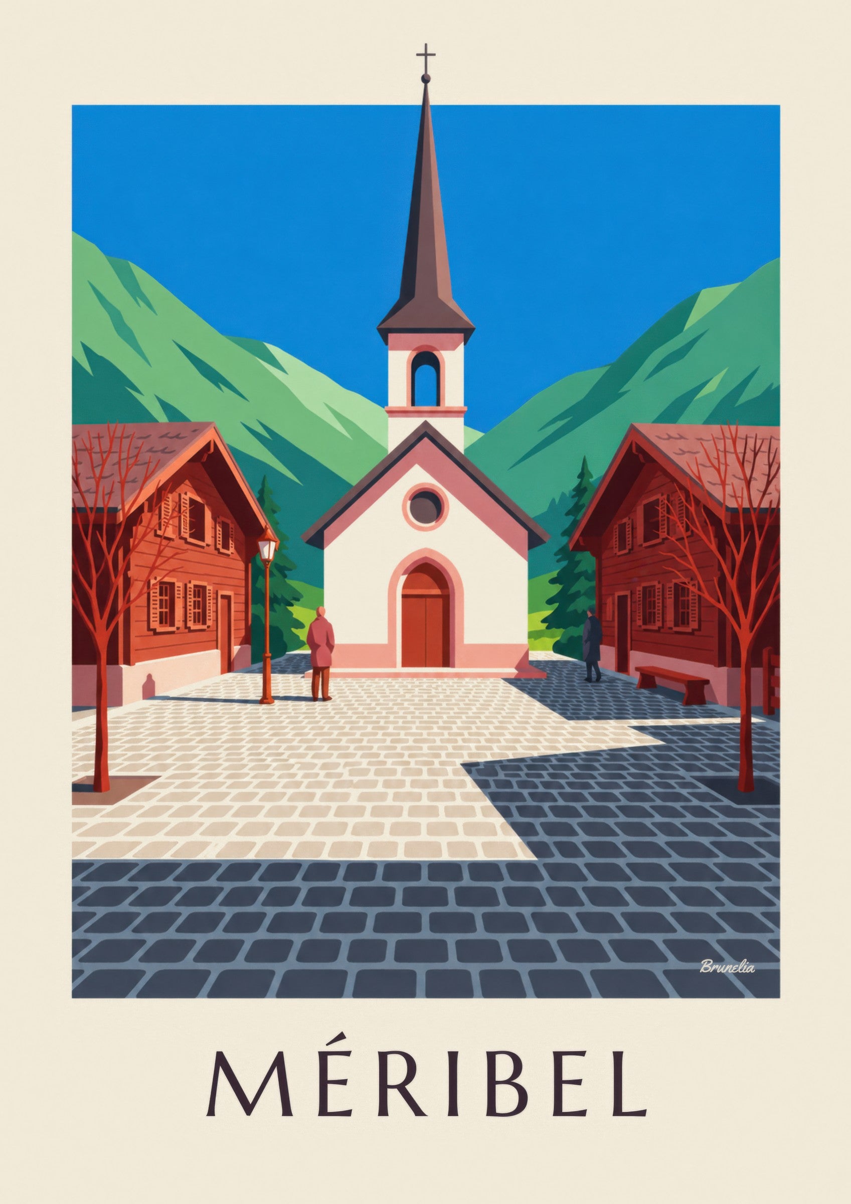 Méribel, pink chapel poster: close-up detail