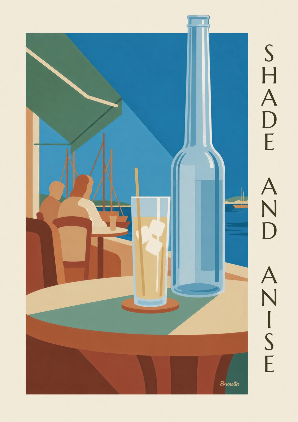 Affiche pastis et carafe d’eau au port