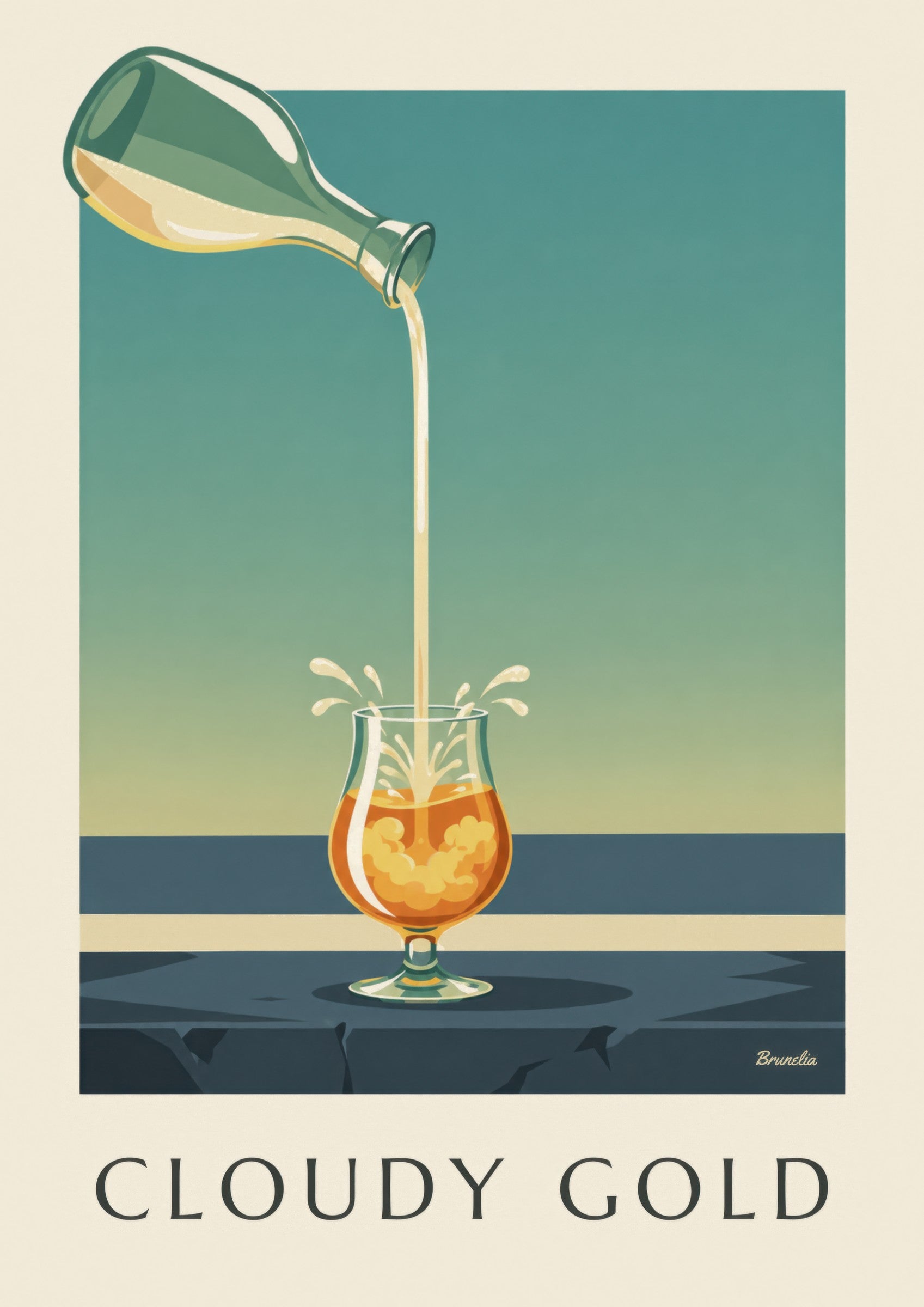 Affiche pastis et eau fraîche: close-up detail