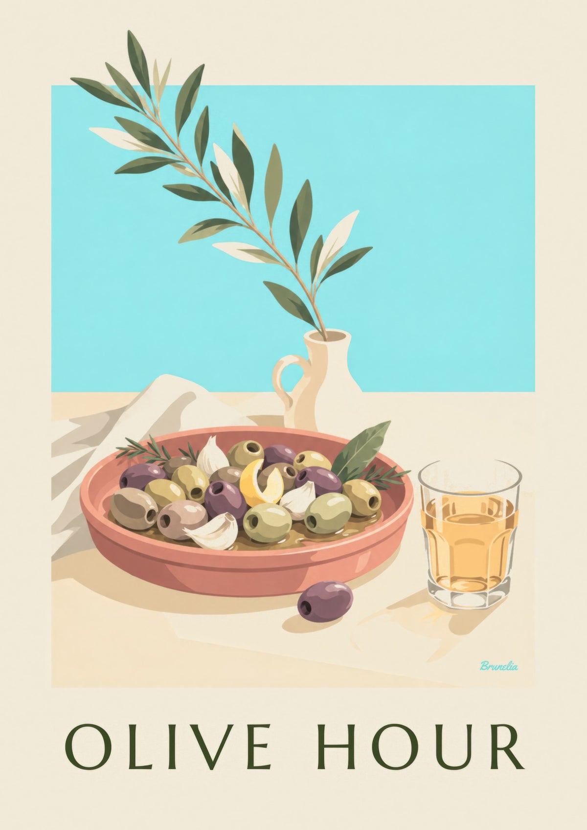 Provençal olives aperitif poster