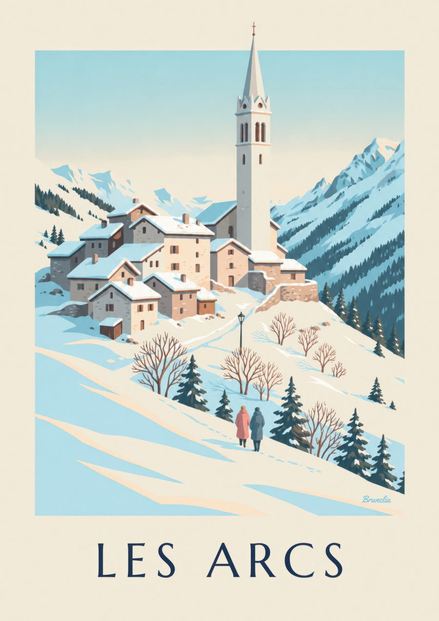 Les Arcs poster, Villaroger beneath the snow