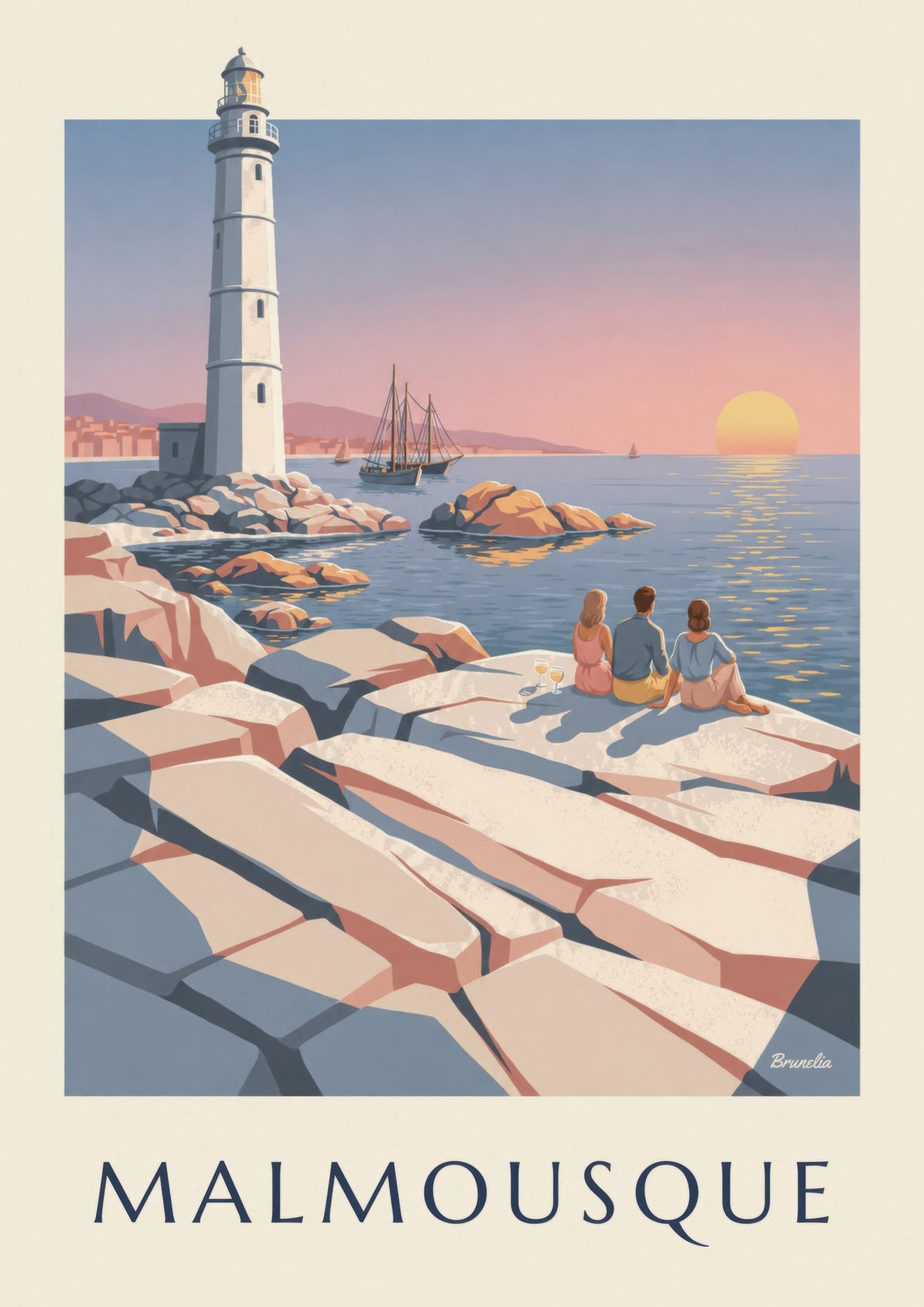 Malmousque sunset aperitif poster