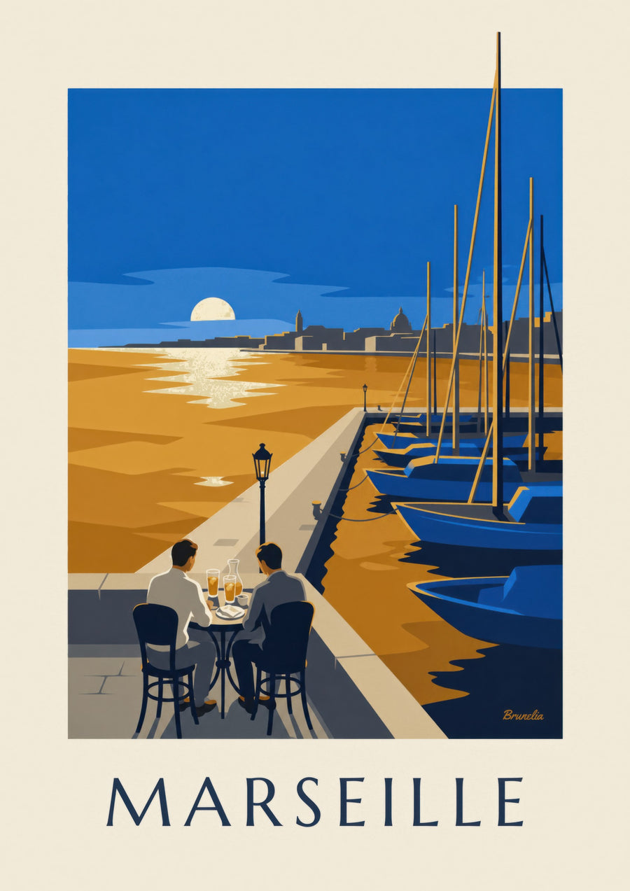 Marseille sunset aperitif poster
