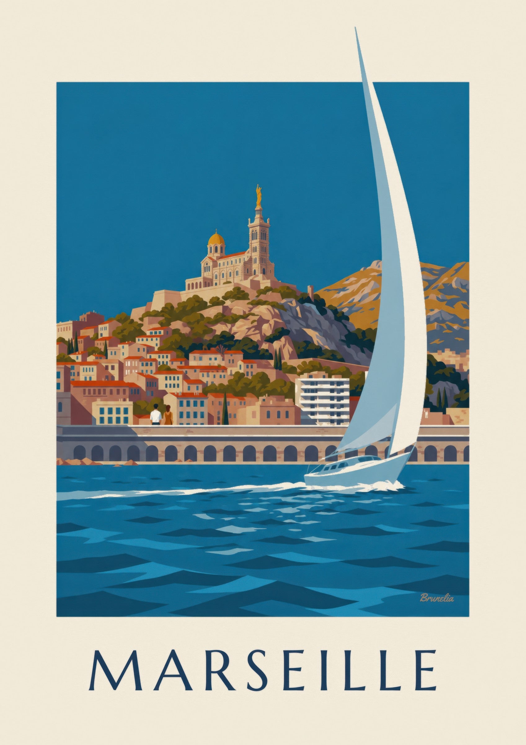 Notre-Dame-de-la-Garde Viewed from the Sea Poster: close-up detail