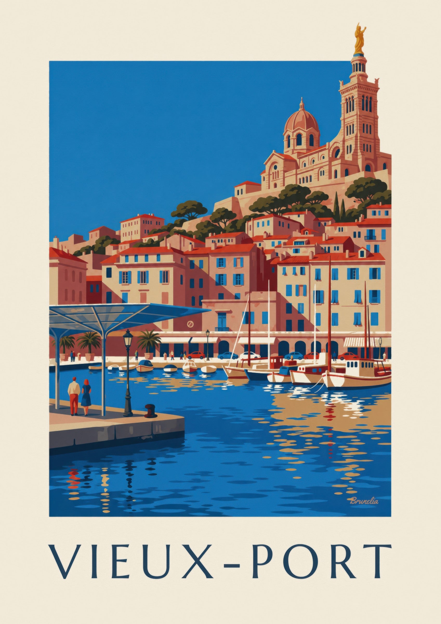 Affiche ombrière miroir du Vieux-Port de Marseille: close-up detail