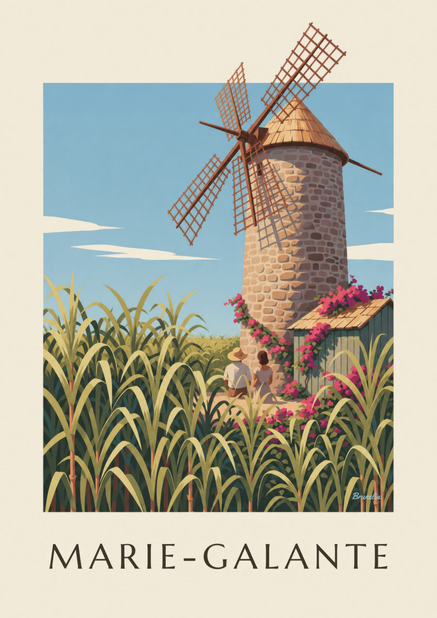 Guadeloupe, Bézard Windmill in Marie-Galante Poster